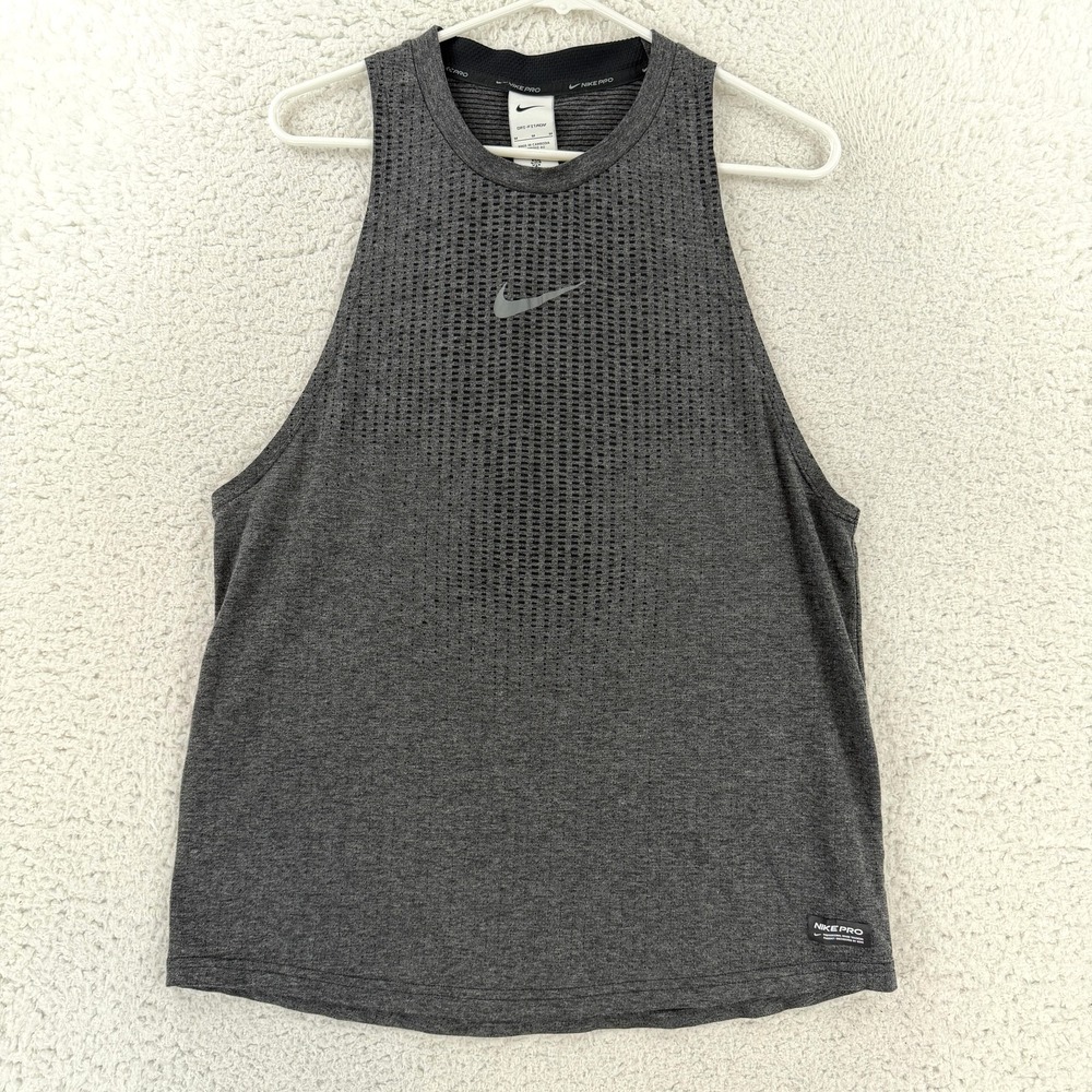 Nike Pro Dri-FIT ADV Tank Top Mens Medium Gray Mesh Sleeveless DM6494-010